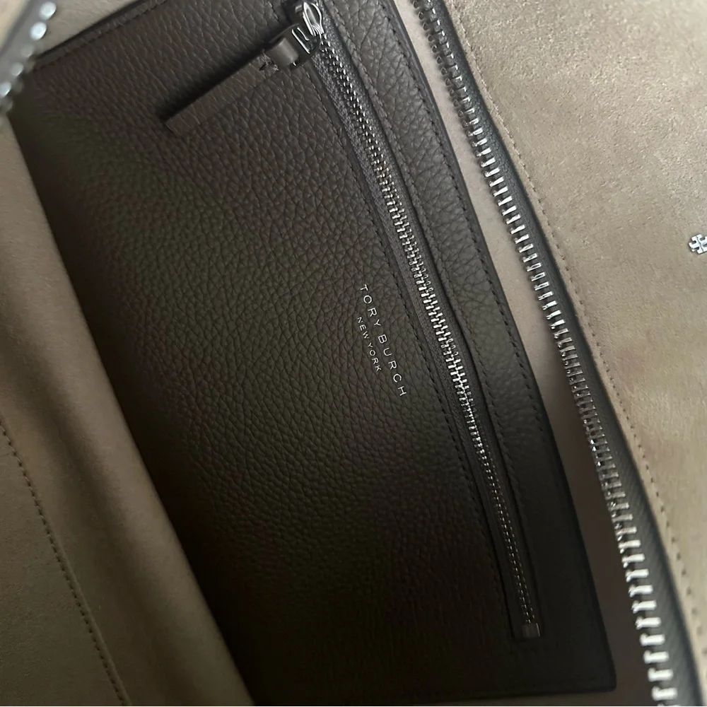 Tory Burch Mercer Large Pebbled Leather Satchel Bag Elegant Tan